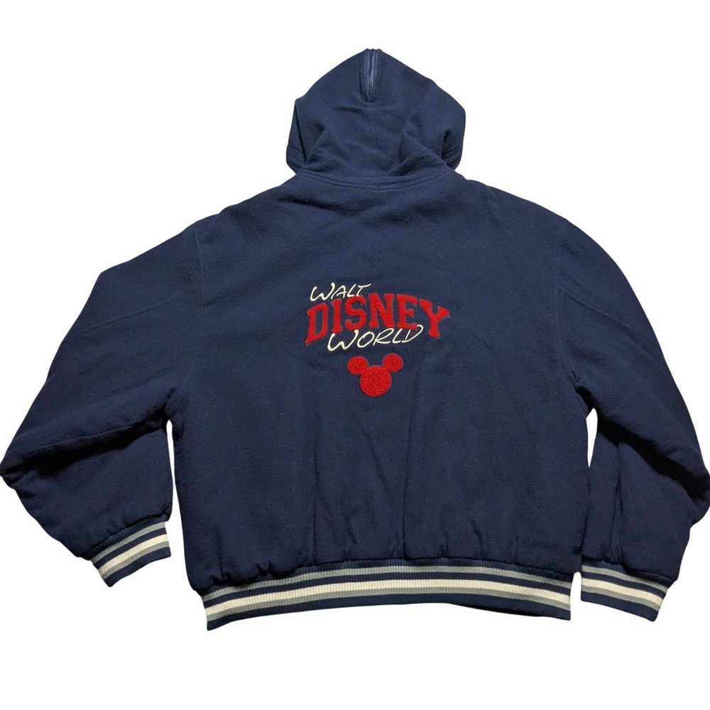 VTG 90s Disney Mickey Inc Blue Wool Bomber Jacket Walt Disney World XL